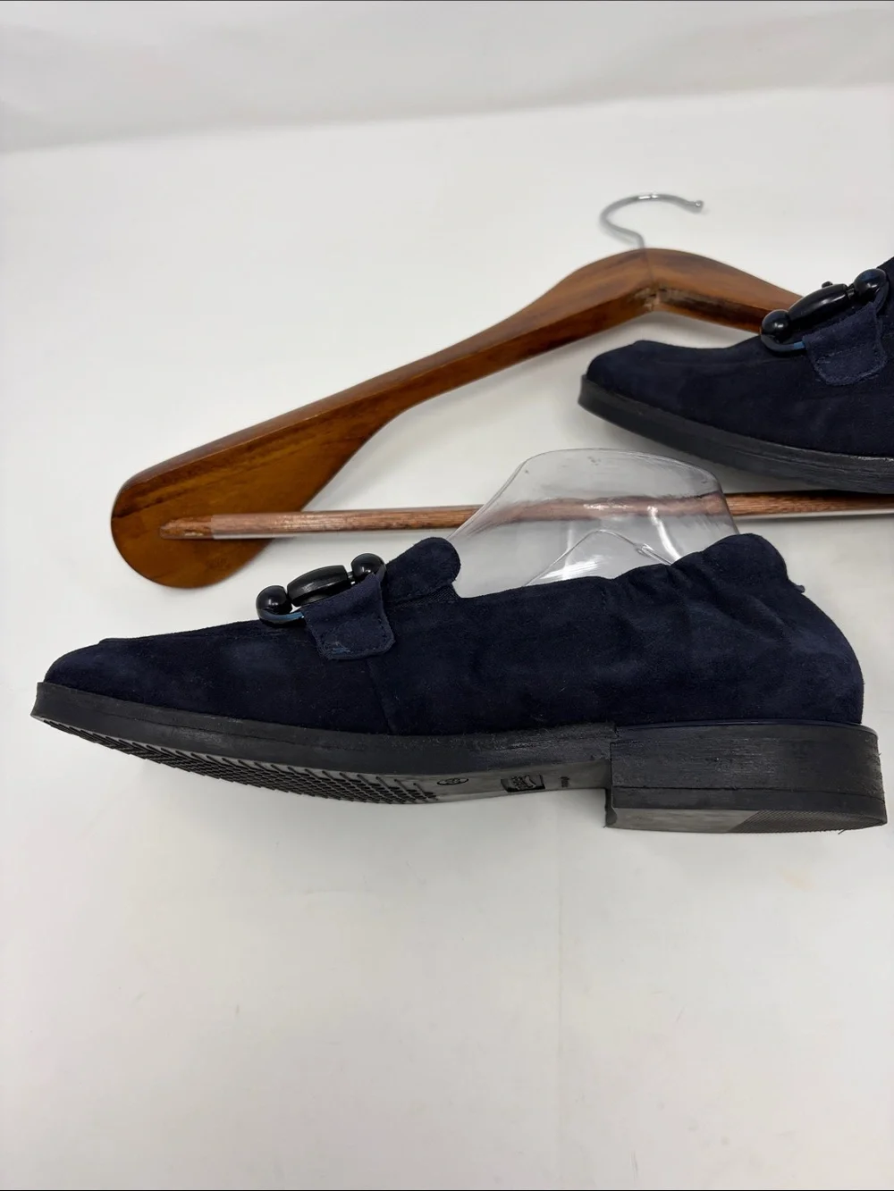 Softwaves Navy Suede Horsebit Loafers Size 8.5 Excellent Condition